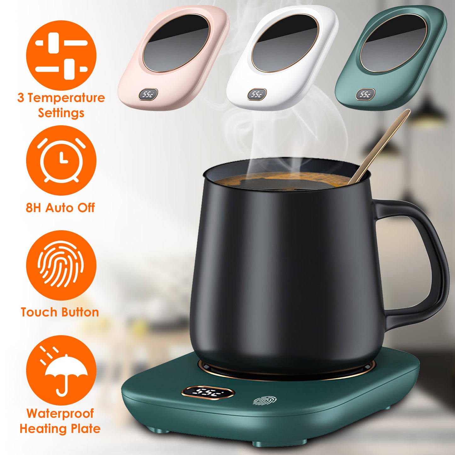 3 Color Options -- 1Pc Electric Coffee Mug Warmer For Desk Auto Shut Off USB